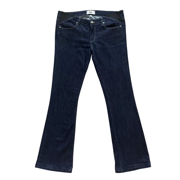 Paige Skyline Boot Jeans Women's Sz 10 30 Blue Dark wash Bootcut Mid Rise Boho - Picture 1 of 16